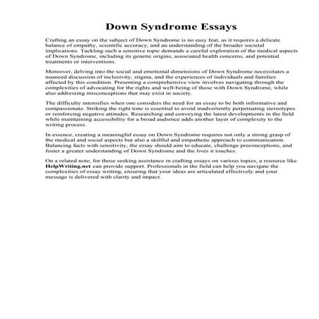 Down Syndrome Essays.  Informative speech on down syndrome. Babies With Down Syndrome essay ...