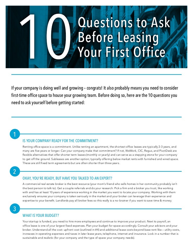 10 Questions to Ask Before Leasing Office Space