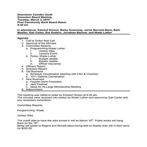 Downtown camden guild executive board 03022010