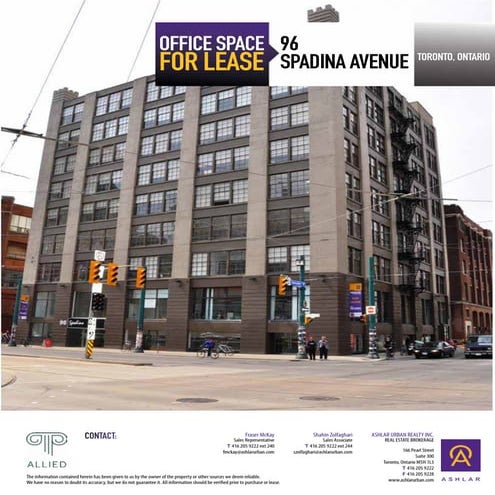 Downtown west toronto office space for lease