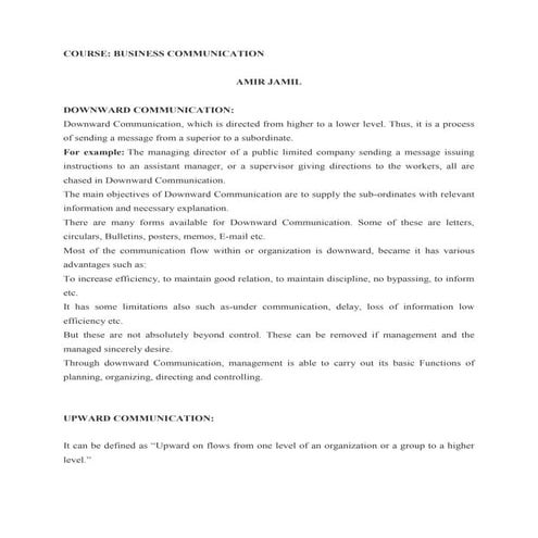 Downward communication