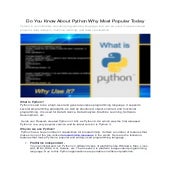 Do you know about Python Why Most Popular Today | PDF