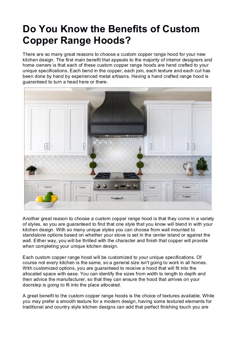 Do You Know The Benefits Of Custom Copper Range Hoods