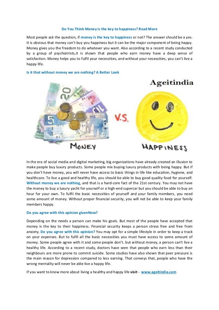 Happiness is more important than money essay image