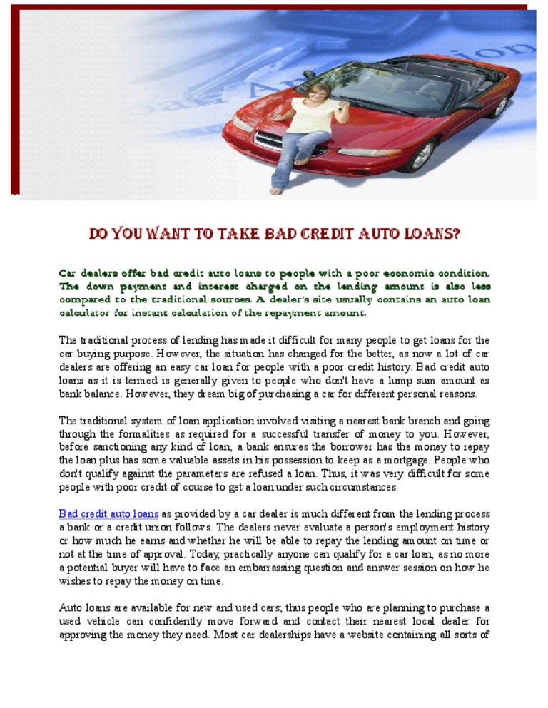 how to get the car you want with bad credit