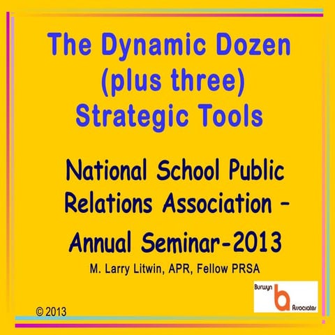 The Dynamic Dozen (plus three) Strategic Tools