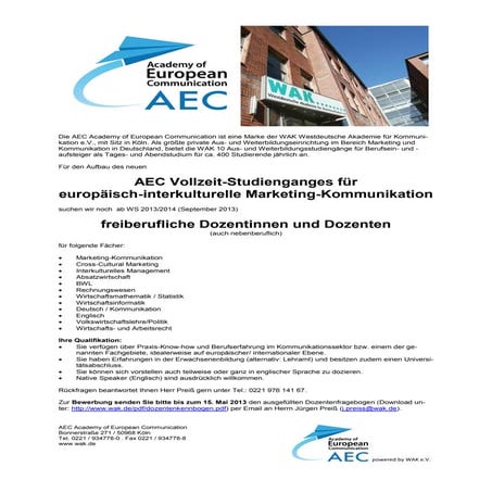 Dozentenausschreibung