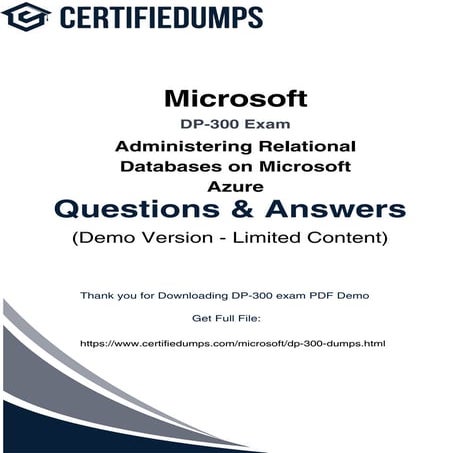 Pass the DP-300 Exam in 2025: Real Dumps, Practice Questions & Study ...