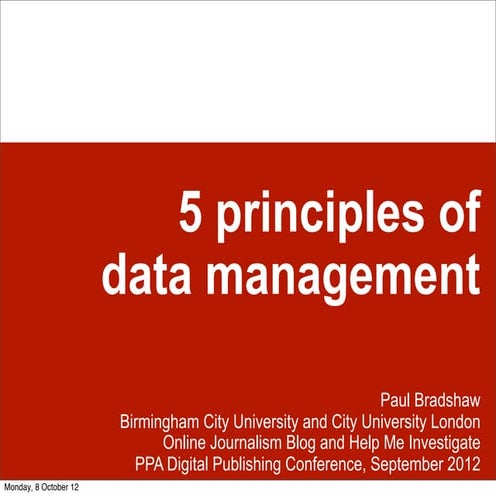 5 Principles of Data Management | PDF
