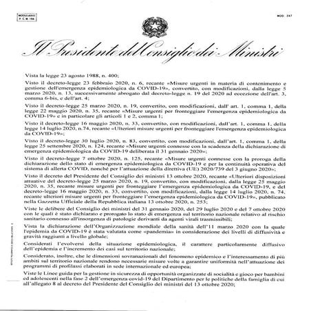 Dpcm del 18 ottobre 2020 | PDF