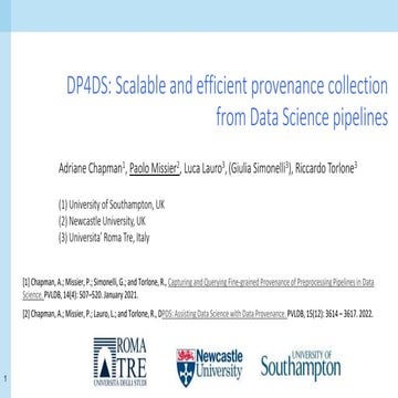 Provenance Week 2023 talk on DP4DS (Data Provenance for Data Science)