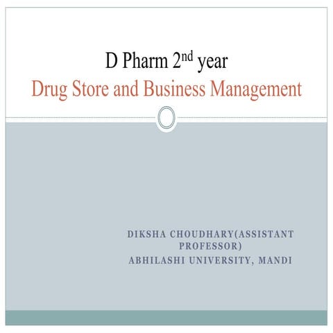 Drug Store and Business Management