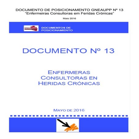 DOCUMENTO DE POSICIONAMENTO GNEAUPP Nº 13 “Enfermeiras Consultoras em Feridas...