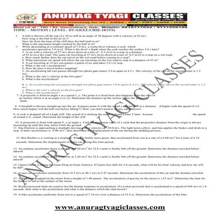 DPP (DAILY PRACTICE PROBLEMS ) MOTION ,PHYSICS BY ATC