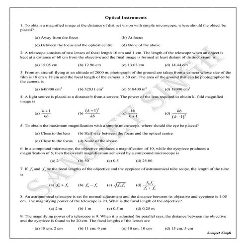 Optical instruments | DOCX