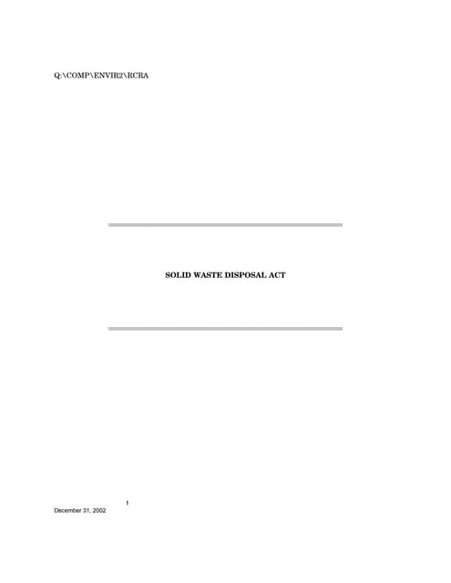 Solid Waste Disposal Act (RCRA) 