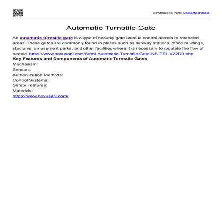 Automatic Turnstile Gate and swing gate barrier | PDF