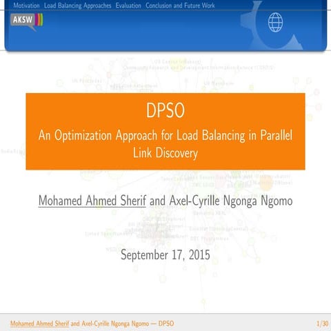 Dpso -- An Optimization Approach for Load Balancing in Parallel Link Discovery
