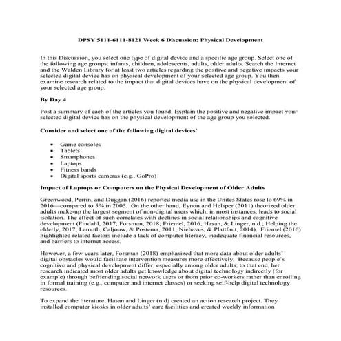 DPSY 5111 6121-8121 Week 6 Discussion