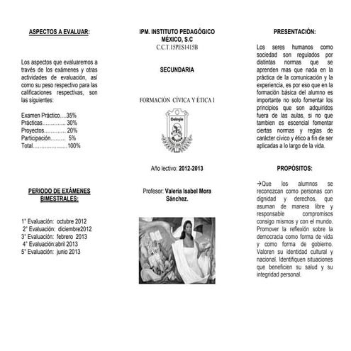 Díptico formación cívica i