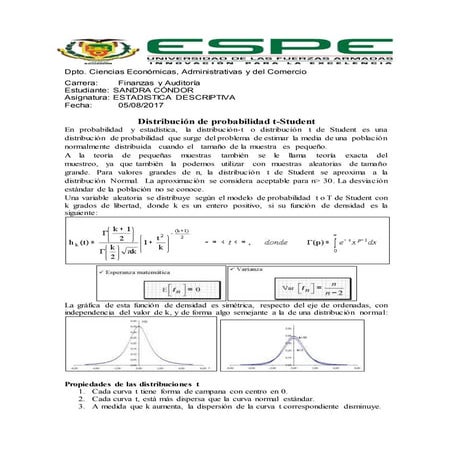 Distribución t , Student -Distribución Exponencial- Índice de precios 