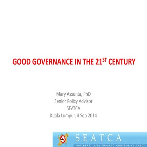 Dr.mary assuntakolandai good governance in the 21st century