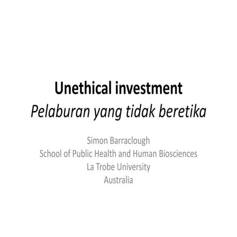 Dr.simon barraclough unethical investment