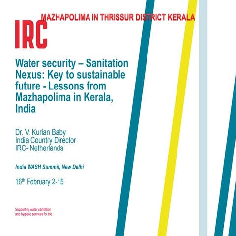 Water security - Sanitation nexus: key to sustainable future. Lessons from Ma...