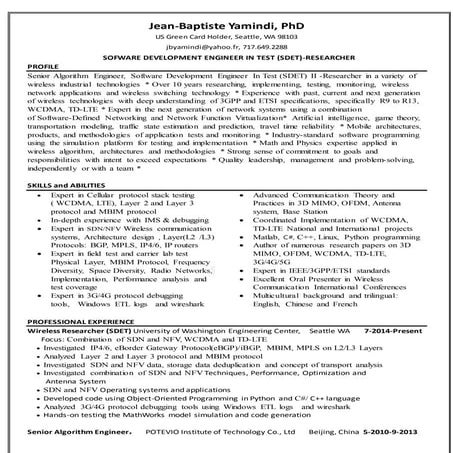 Dr. yamindi resume 2016 for wireless researcher or Engineer