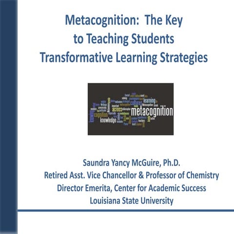 "Metacognition: The Key to Teaching Students Transformative Learning Strategi...