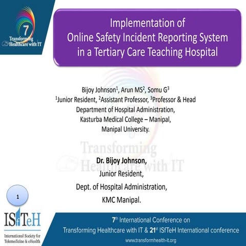 Implementation of Online Safety Incident Reporting System in a Tertiary Care ...