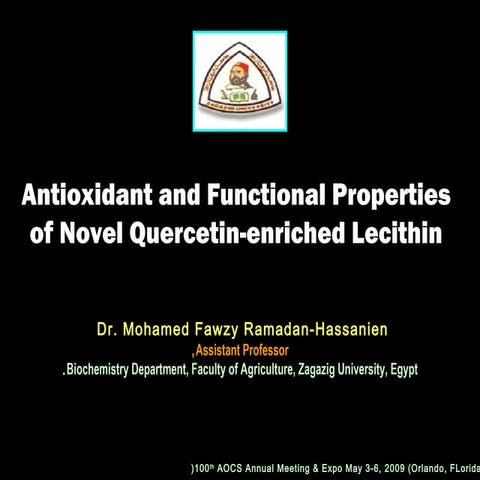 Antioxidant and Functional Properties of Novel Quercetin-enriched Lecithin