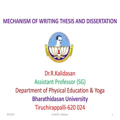MECHANISM OF WRITING THESIS AND DISSERTATION