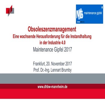 Obsoleszenzmanagement - eine wachsende Herausforderung für die Instandhaltung in der Industrie 4.0 - Dr. Lennart Brumby