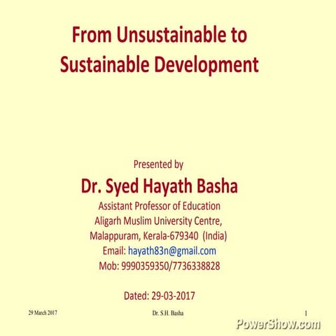 From Unsustainable Development to Sustainable Development
