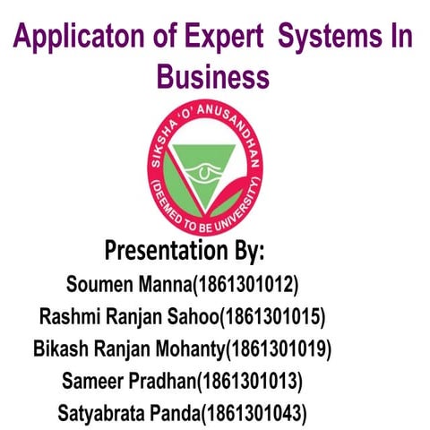 Applicaton of Expert  Systems In Business