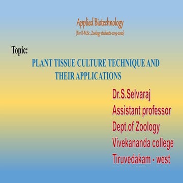 Plant tissue culture techniques | PPTX
