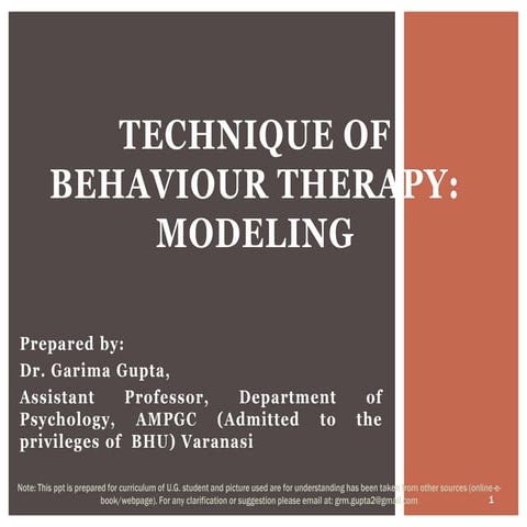 Modeling therapeutic approach