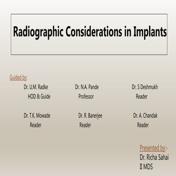 Radiographic Considerations in Implants