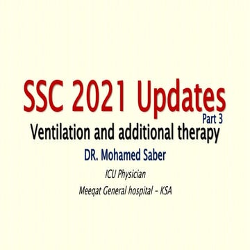 sepsis SSC 2021 Updates Ventilation and additional therapy