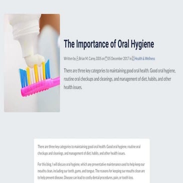 The Importance of Oral Hygiene | PDF