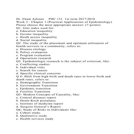Dr. Eham AjlouniPHC 1311st term 20172018Week 3  Chapter 1 (P.docx