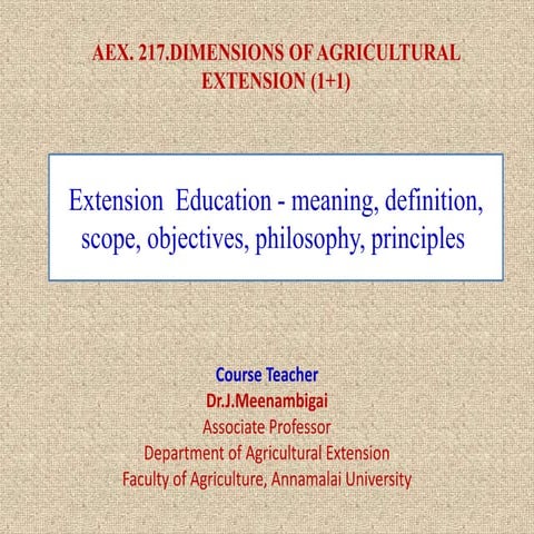 Dimensions of Agricultural Extension 
