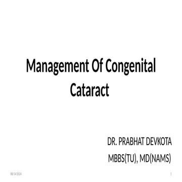 Management of paediatric cataract DrBP | PPTX