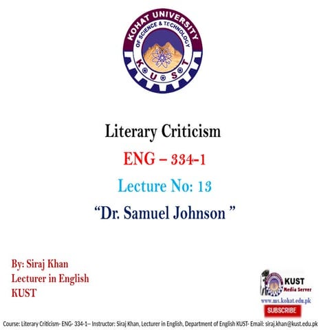 In-Depth Analysis of Dr. Samuel Johnson's Literary Criticism and ...