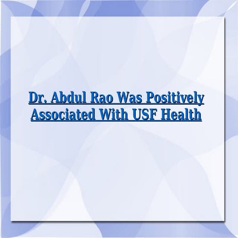 Dr. Abdul Rao USF | PPT