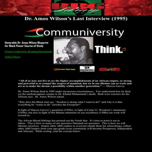 Dr. Amos Wilson’s Last Interview (1995) | PDF
