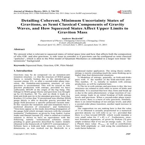 Original Paper From Astrophysicist Dr. Andrew Beckwith (Journal of Modern Phy...