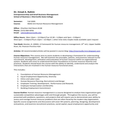 Dr. Emad A. Rahim Entrepreneurship and Small Business Management ...