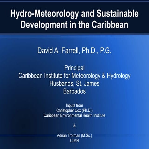 Hydro-Meteorology and Sustainable Development in the Caribbean